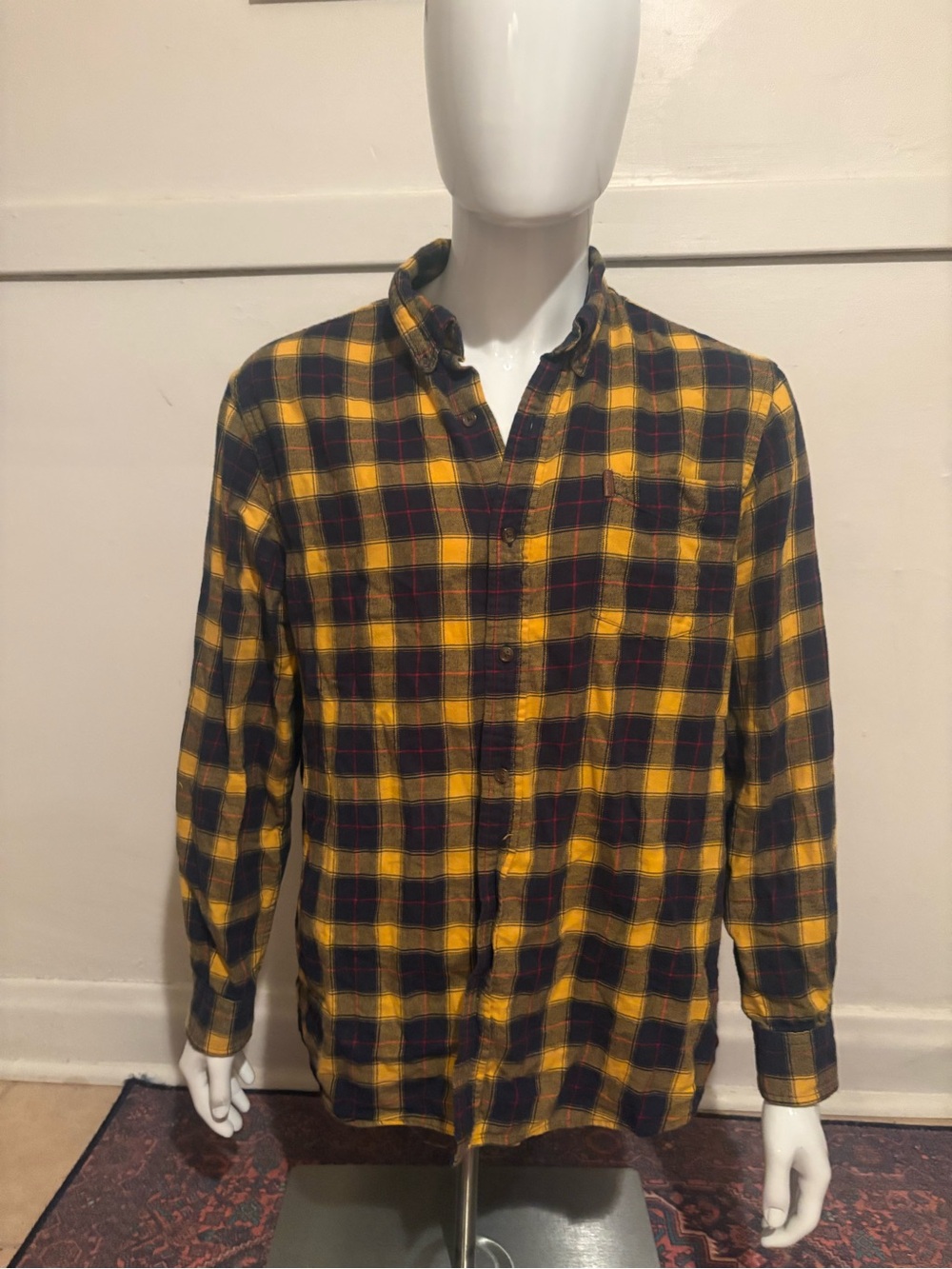 Champs Yellow and Black Plaid Flannel Shirt